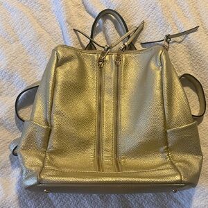 Gold Leather Women's Backpack